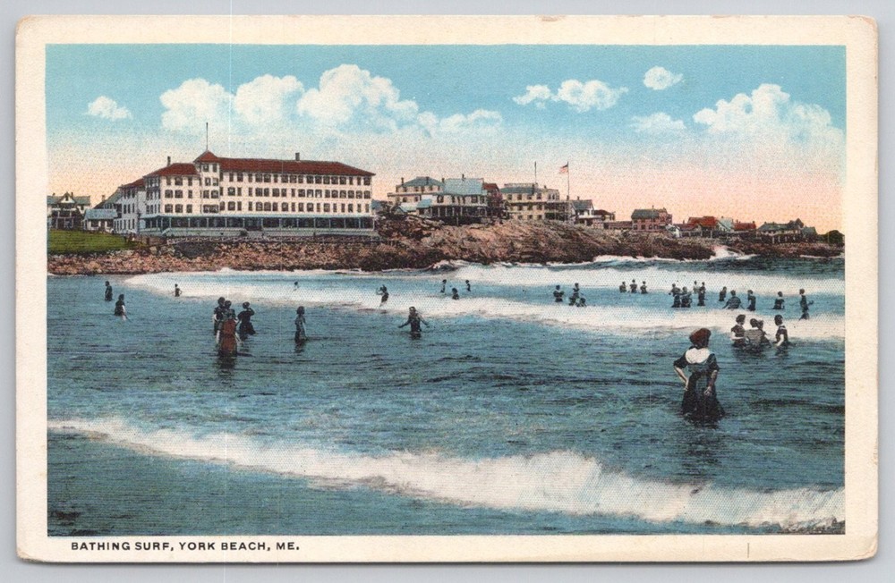 York Beach ME Bathing Surf W.N. Gough Vintage Postcard Maine Shore Resort