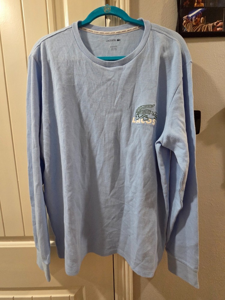 Lacoste long sleeve Henley/sleepwear light blue shirt size Large NWT