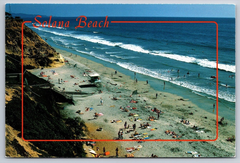 California Postcard Solana Beach Pacific Ocean Waves San Diego County #2