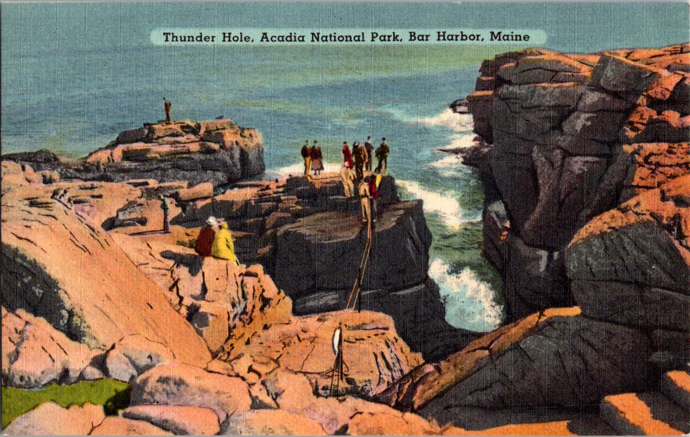 Vintage Postcard Bar Harbor Maine Thunder Hole Acadia National Park-image