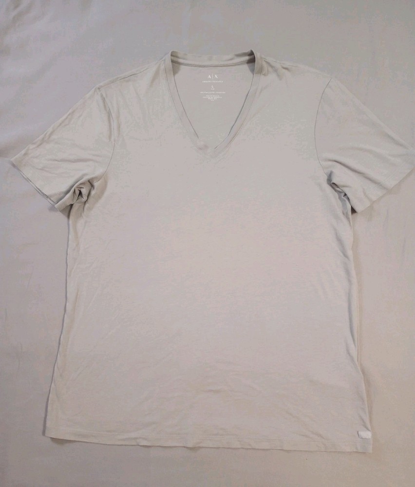 Armani Exchange Shirt Mens Large Slim Gray V Neck Pima Cotton
