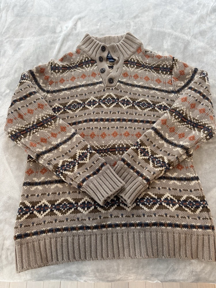 Men’s G.H. Bass & CO Vintage Tan And Brown Nordic Sweater Size Men’s Large