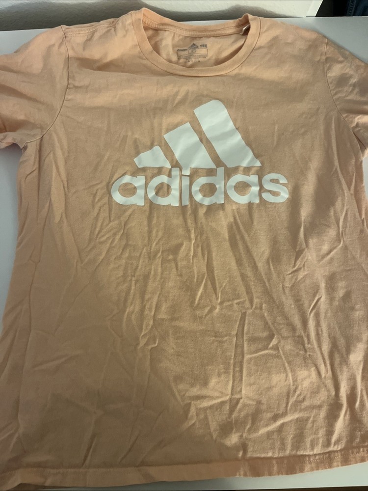 adidas Amplifier Tee Pink Crew Neck Short Sleeve Logo T-Shirt L Women
