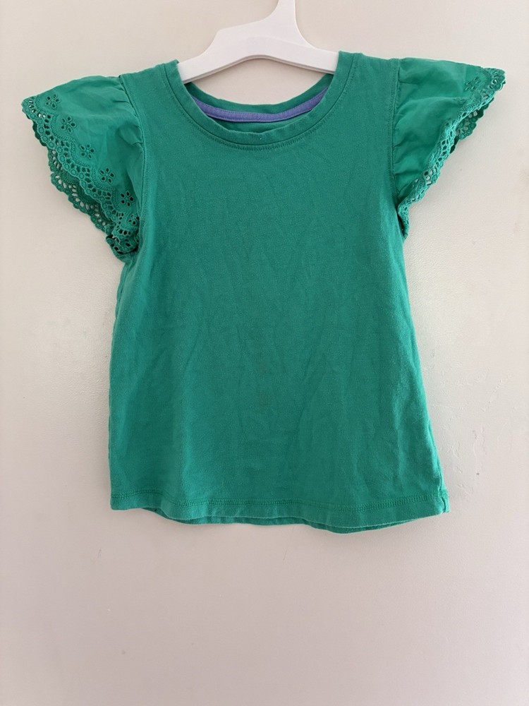 Cat & Jack Toddler Girls Solid Turquoise Cotton Blend Eyelet Short Sleeve Top 4T