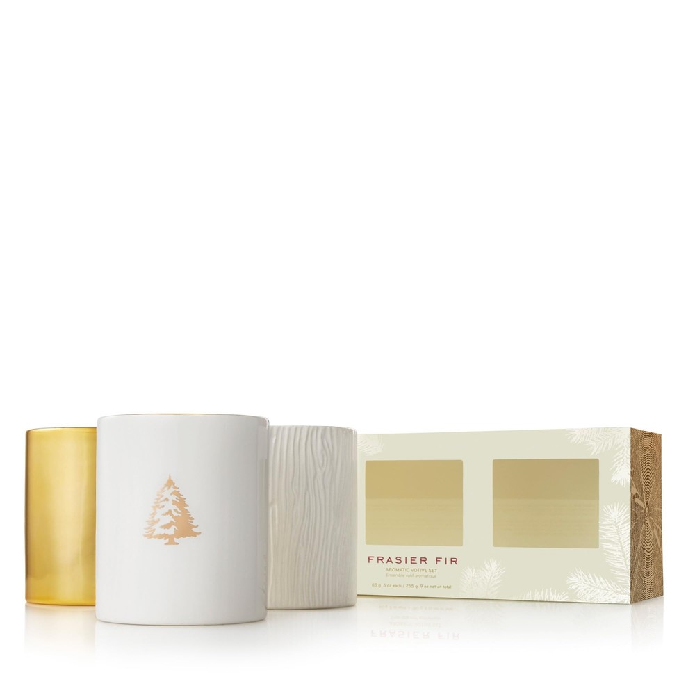 Frasier Fir Scented Gilded Votive Candles with Fresh Forest Aroma
