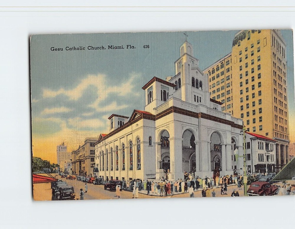 Postcard Gesu Catholic Church Miami Florida USA