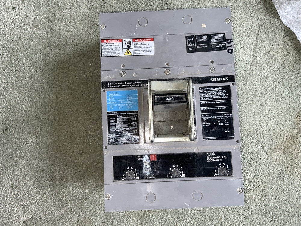 Siemens JXD63B400 400A 600V 3 Pole Molded Case Circuit Breaker