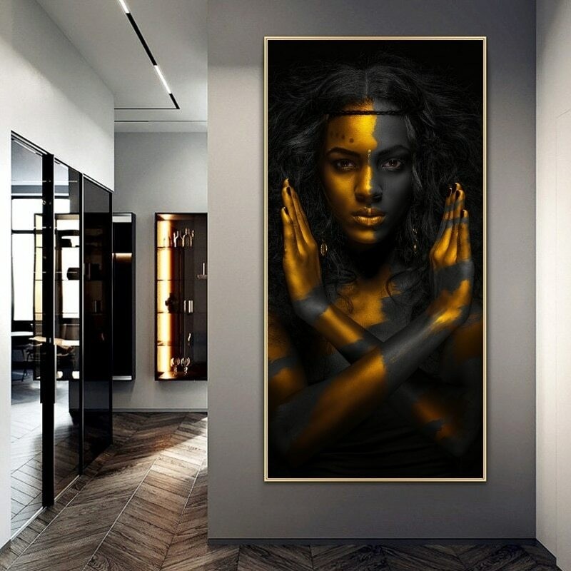 African Black Woman Portrait Canvas Painting Wall Art Canvas Poster Wall Picture