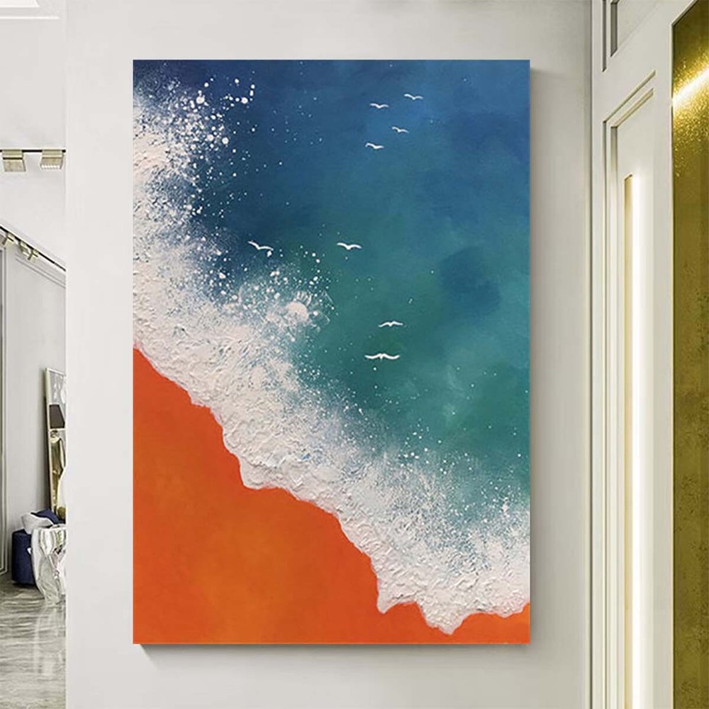 Interior Canvas Oil Painting Abstract Handmade Beach Decor Mural Custom Wall Art