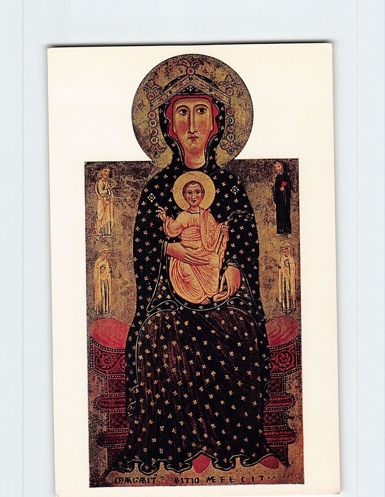 Postcard Madonna & Child Enthroned Painting by Margaritone