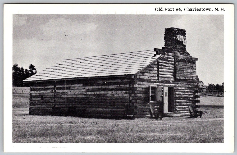 Antique Postcard Old Fort #4 Log Charlestown, NH 1910s