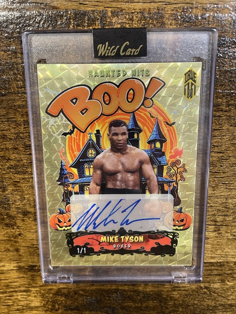 2025 Wild Card Haunted Hits Mike Tyson Auto True 1 of 1 Gold Vinyl SUPER RARE