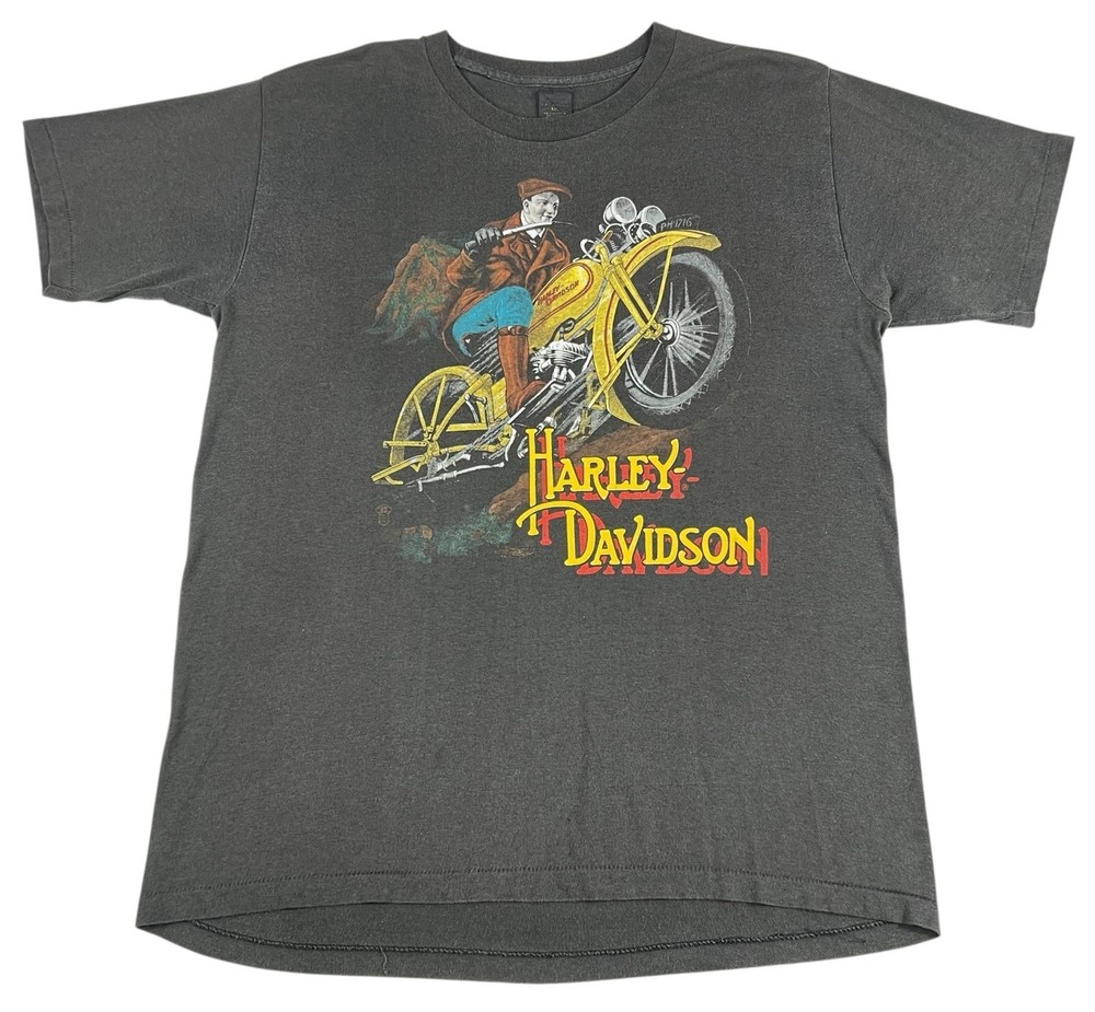 Vintage Harley Davidson Old Motorcycle Competition T-Shirt 1988 XL Double Sided