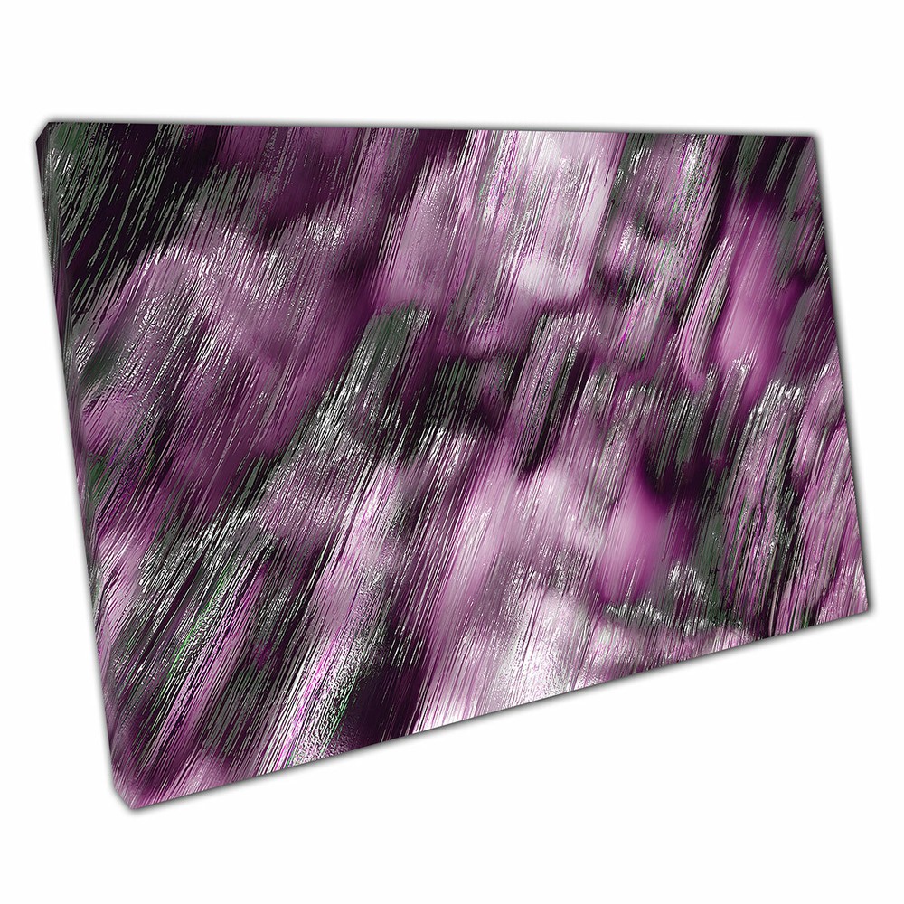 Modern Metallic Textured Brushstroke Digital Abstract Purple Black Print Canvas