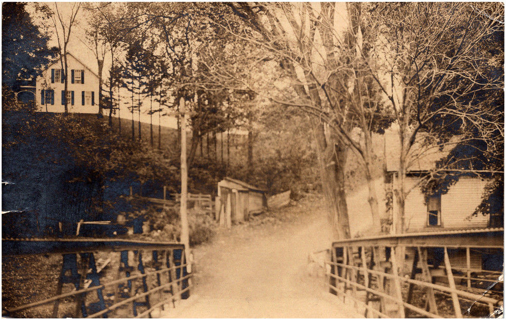 Scenic View of Bridge & Houses near Chester Vermont VT 1908 RPPC Postcard Photo