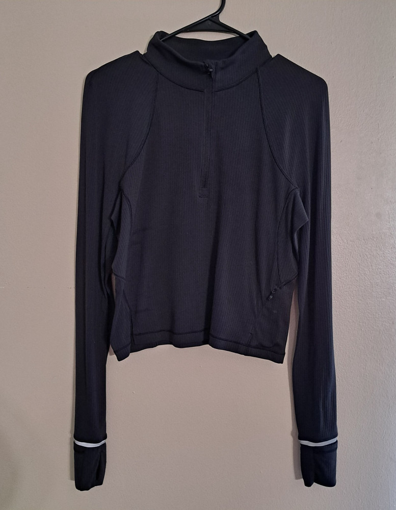 Lululemon Ivivva Shirt Black Girls 12 Half Zip Long Sleeve Pullover Top