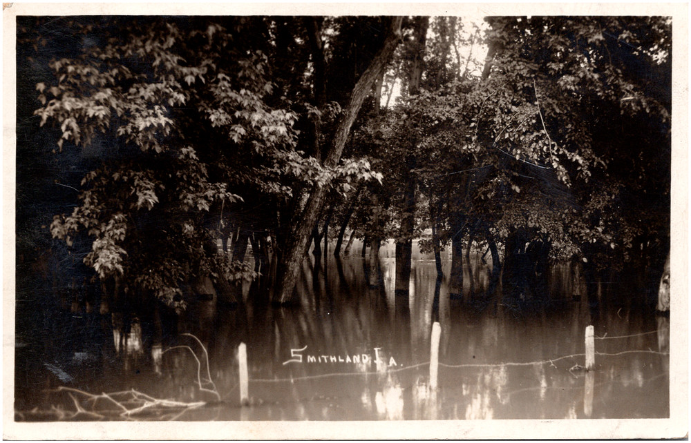 Little Sioux River Flood in Smithland Iowa IA 1908 RPPC Postcard Photo