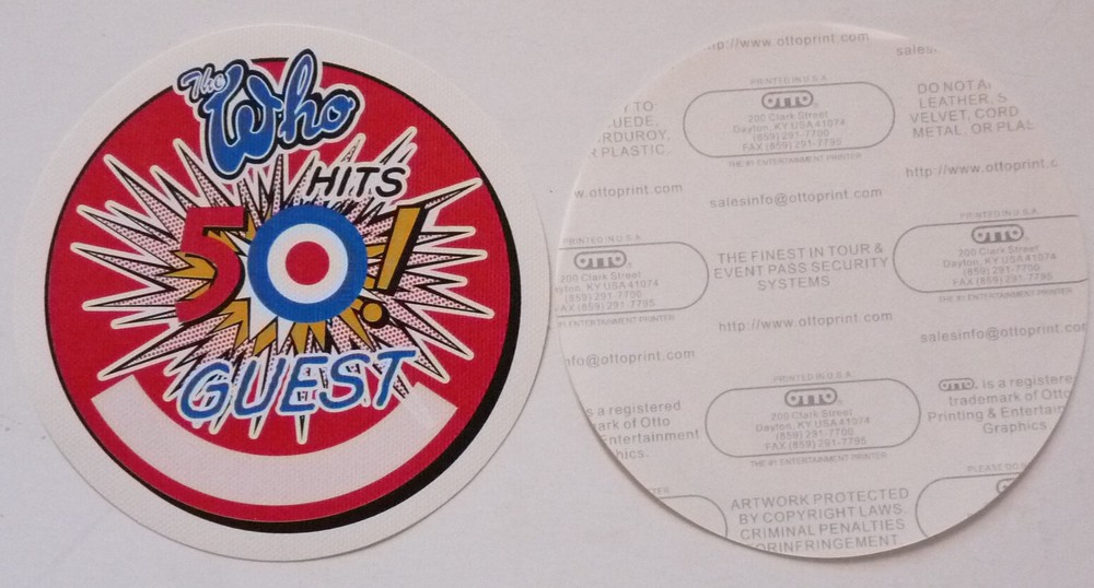 The Who Hits 50 Red Guest 2015 Concert Tour Backstage Pass D16