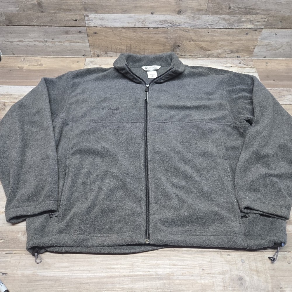 Columbia Men's Large Gray Full Zip Fleece Jacket with Embroidered Detail