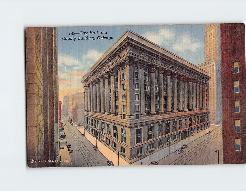 Postcard City Hall & County Building Chicago Illinois USA