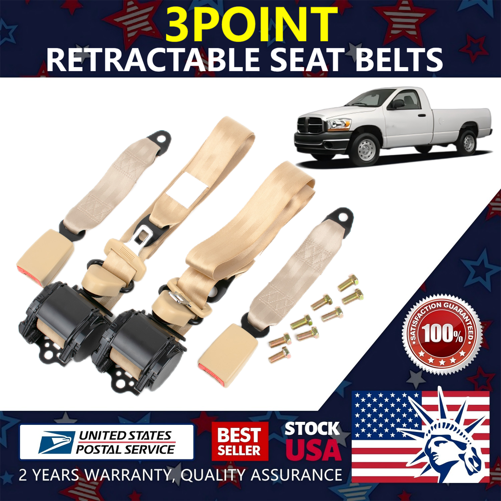 Retractable 3-Point Seat Belt for 1998-2004 Dodge Intrepid 2X Pack  
