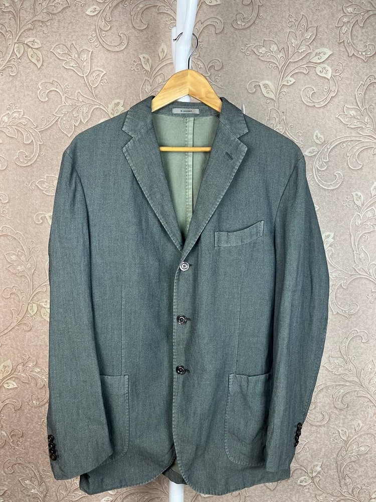 Boglioli Polyimide Cotton Blazer K Jacket Green Garment Dyed Size 54 (XL)