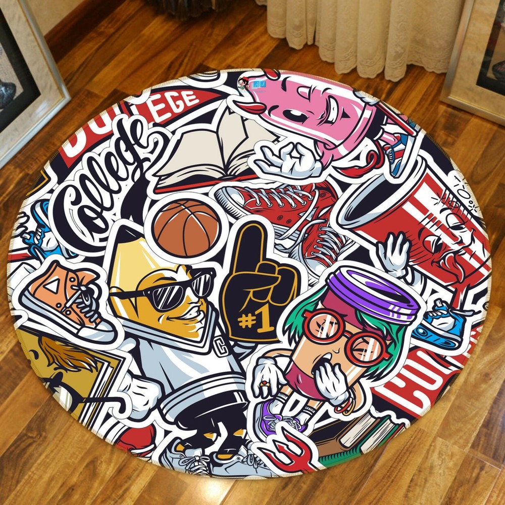 3D Doodle Jar Art Circle NAO5657 Game Rug Mat Elegant Photo Carpet Mat Fay