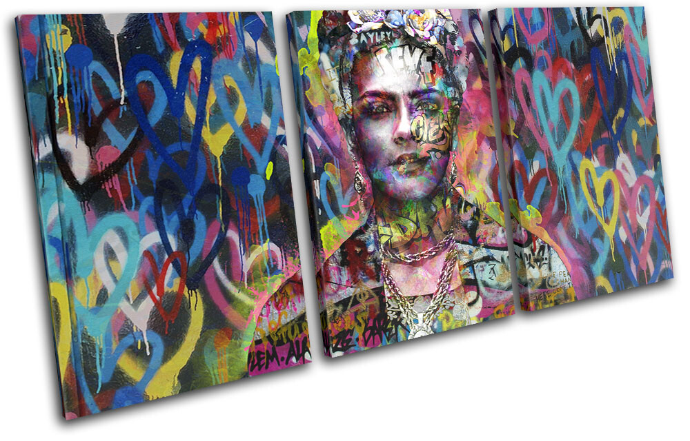 Graffiti Abstract Frida Urban Urban TREBLE CANVAS WALL ART Picture Print-image