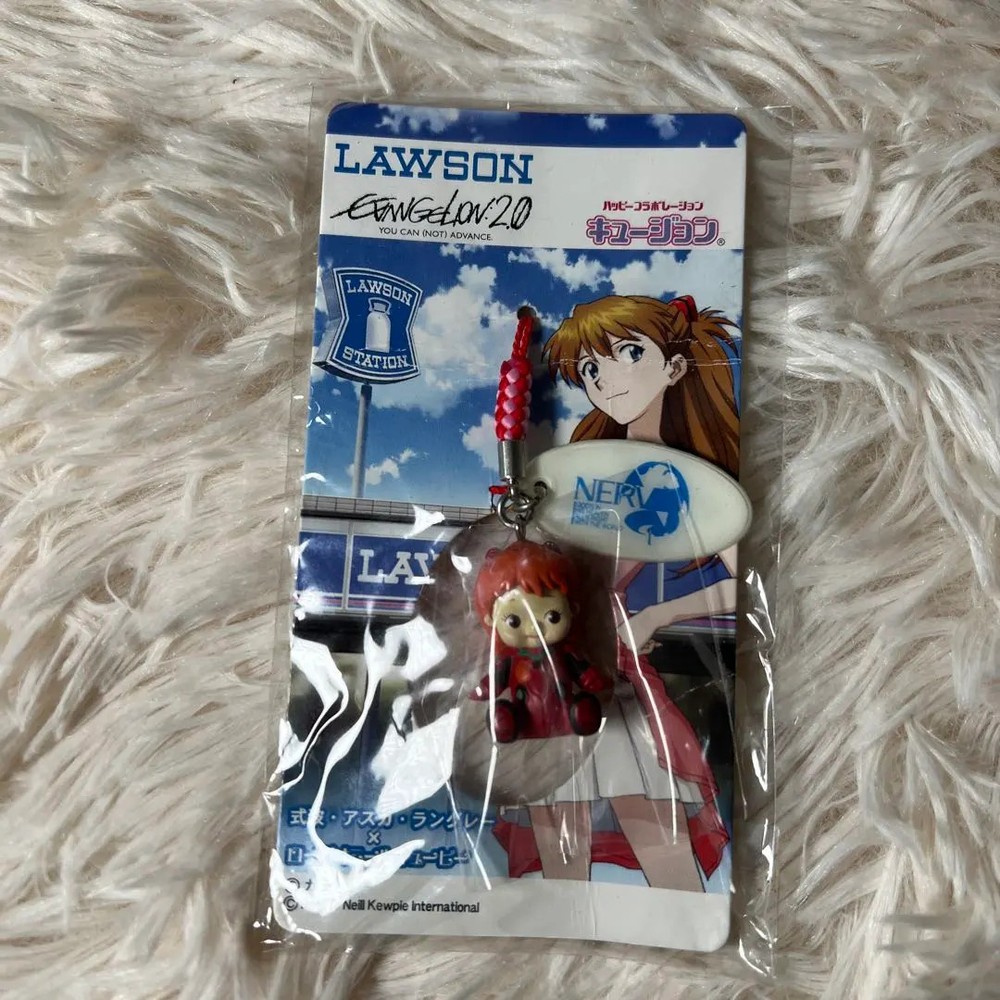 Evangelion × Lawson Kewpie Q-tion Asuka Keychain Strap Limited Japan New FS