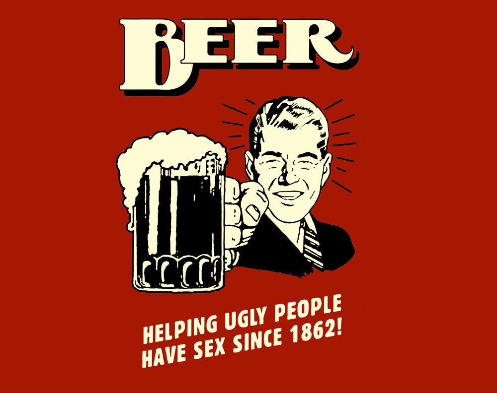 BEER Helping Ugly people *FRAMED* CANVAS ART Landscape RED 18x12