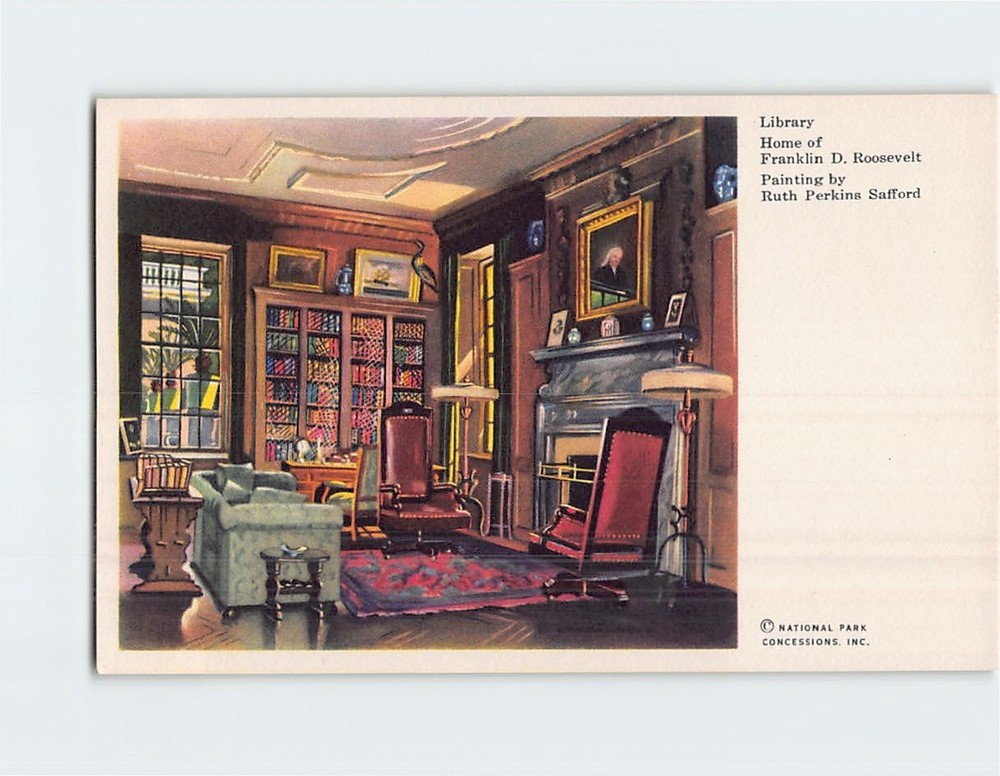 Postcard Library Home of Franklin D. Roosevelt By Ruth P. Safford Hyde Park USA