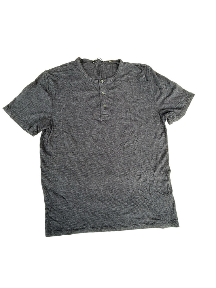 VINCE Mens Short Sleeve Henley Tee Shirt Top Slub Cotton Knit Black Size M