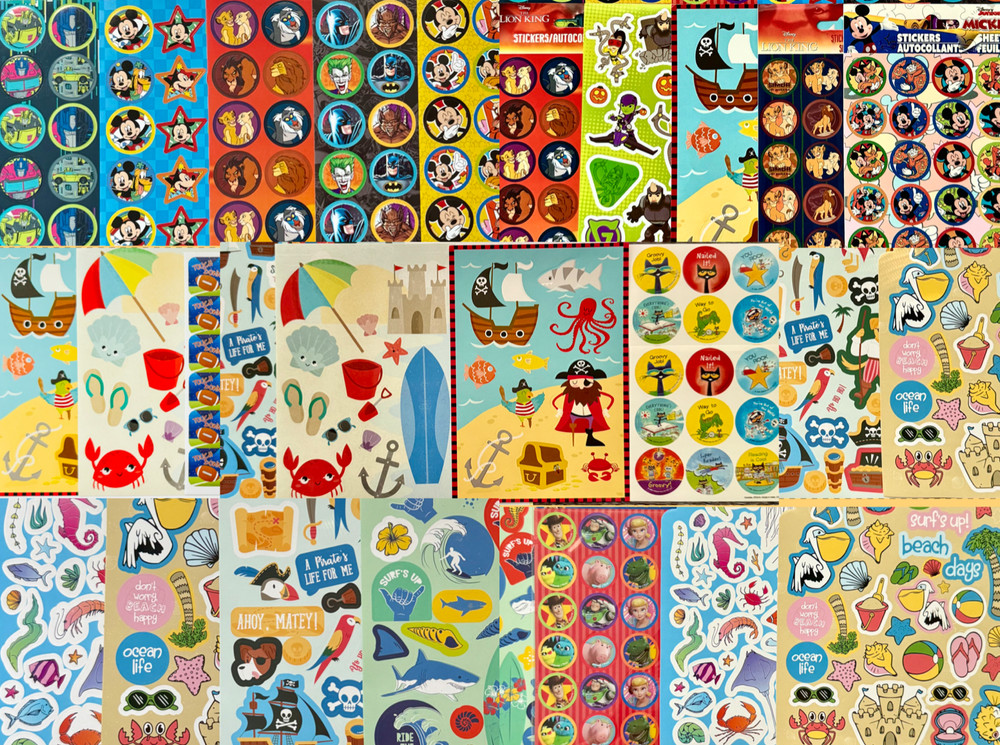 250 sticker lot Transformers LION KING Toy Story Batman Pirate Surf Vibes sports