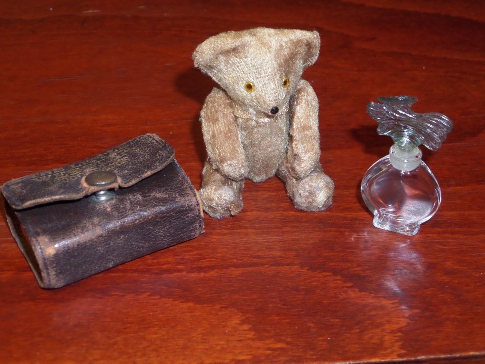 3 Vintage Miniature Items Guerlain Parure Bottle Teddy Bear Little Webster 18000