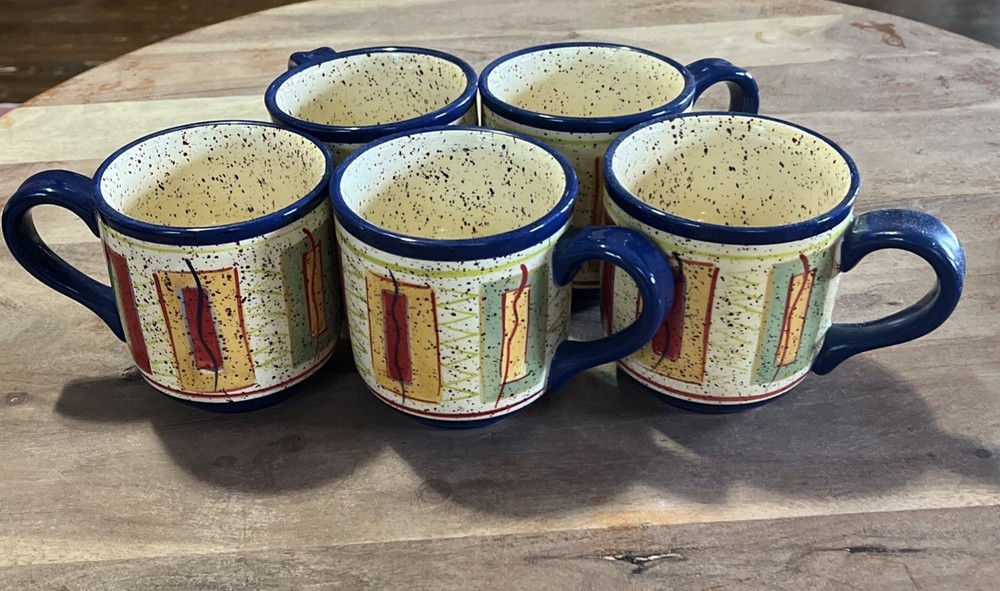 Pfaltzgraff Sedona multicolor hand-painted stoneware coffee soup mugs set of 5