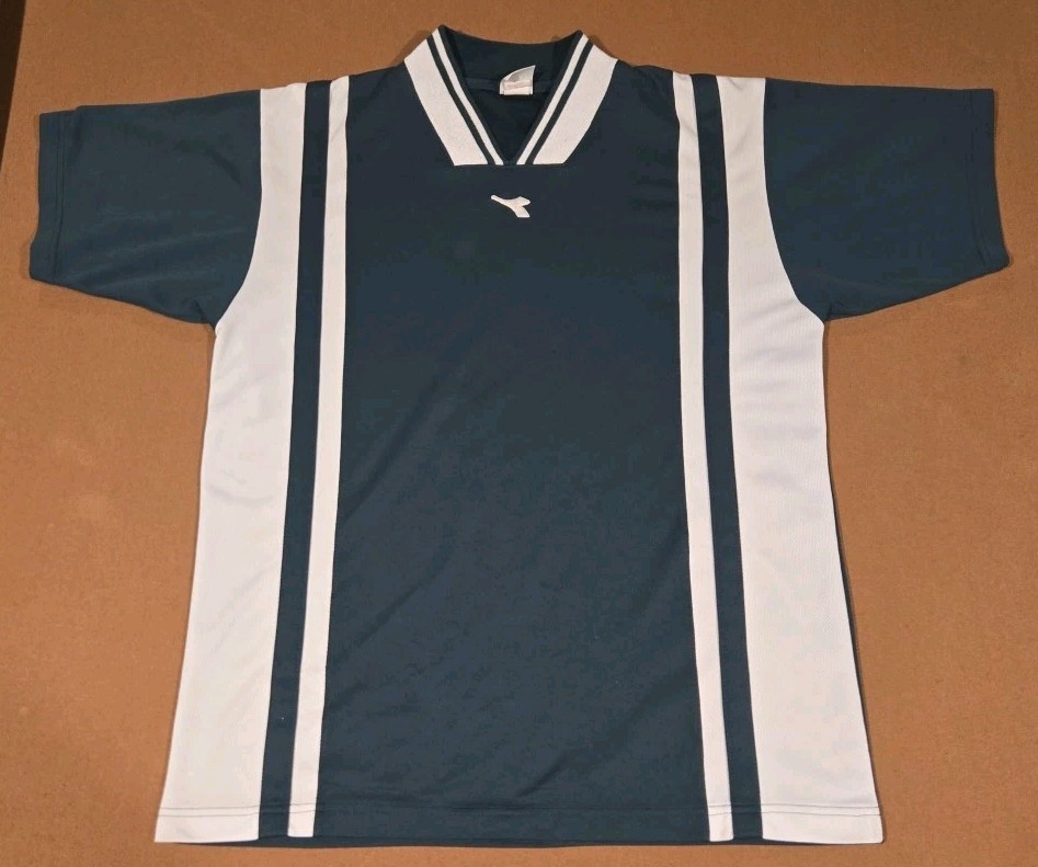 Vintage 90s 80s DIADORA Green White Center Logo USA Made Soccer Jersey M Y2K
