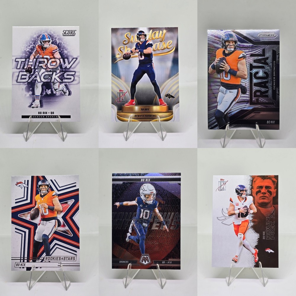 Bo Nix 2025 RC 6 Card Lot Topps Prizm Mosaic Rookies Stars Broncos