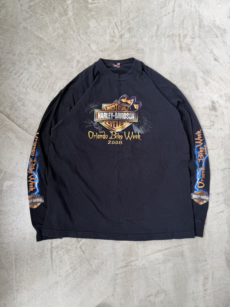 Y2K Harley Davidson Lightning Long Sleeve Shirt Men's XL Orlando 2008