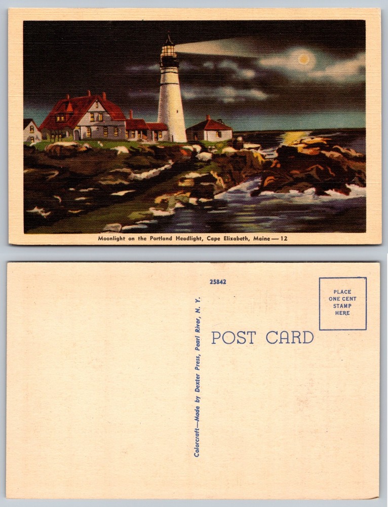 Portland Headlight Cape Elizabeth Maine Lighthouse Postcard