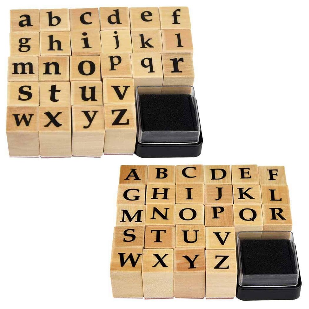 Wooden Rubber Stamps, Miayon 52Pcs Vintage Wood Letter Stamps Alphabet Stamps...