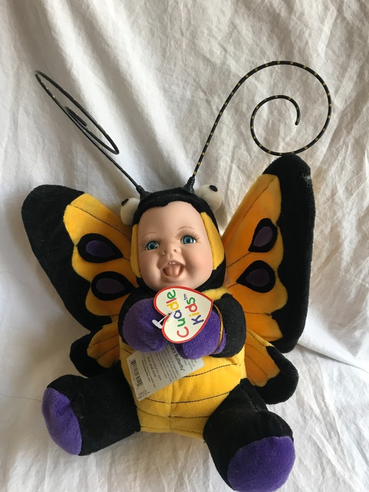 Geppeddo Cuddle Kids  Porcelain Face Doll Plush Barbara Butterfly NWT new