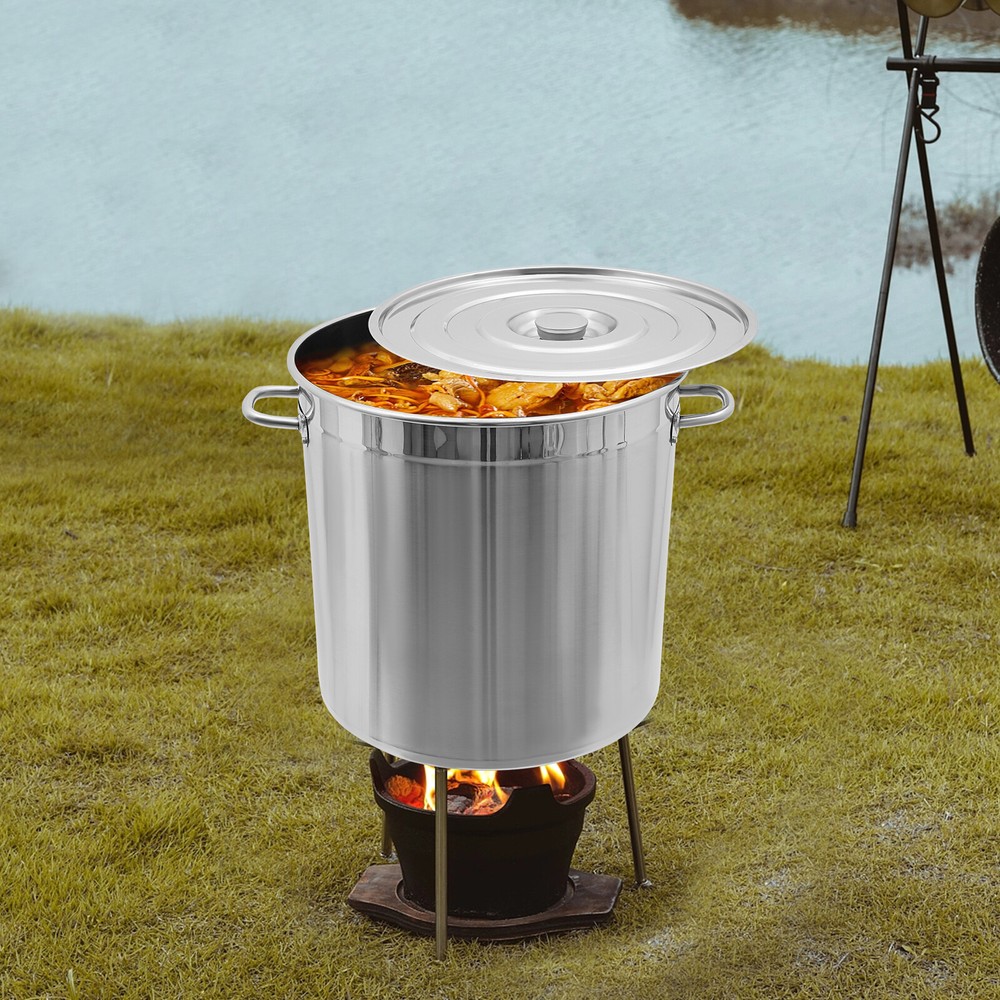 78Qt Stainless Steel Stock Pot for Soup Cooking Steaming Frying Large Kitchen