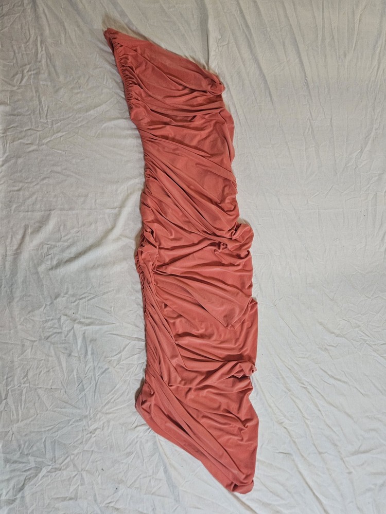 Norma Kamali One Shoulder Dress Gown Coral Pink Women's Size Small
