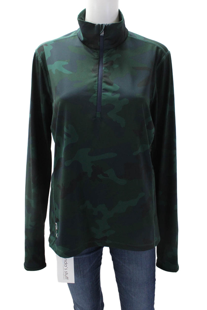 RLX Ralph Lauren Womens Camo High Neck Pullover Activewear Jacket Green Size MFree Shipping in US $100+ Orders | $6.95 Orders Below
