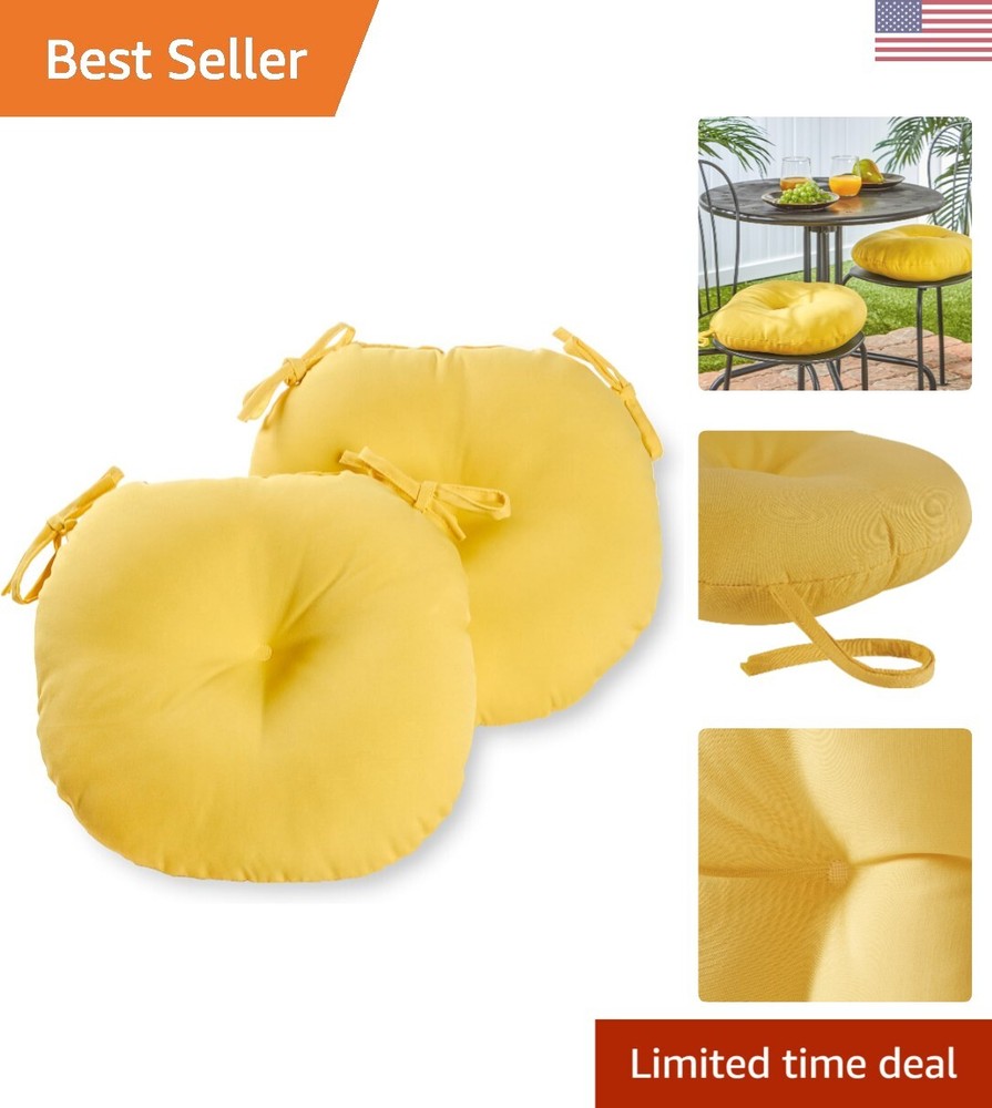 Durable 15-Inch Round Bistro Chair Cushions - Set of 2, Fade-Resistant Fabric