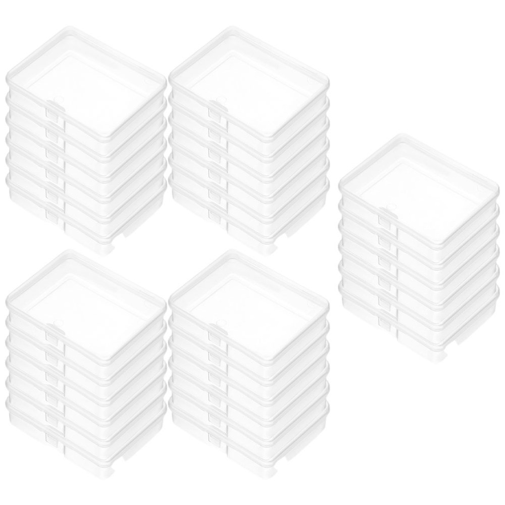 30Pcs Clear Hinged Lid Storage Containers for Jewelry & Small Accessories  