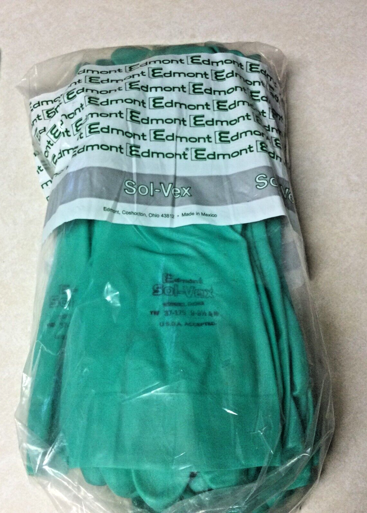12 Pair Edmont Sol-Vex Food Handling Pharmaceutical Gloves Sz 9-9-1/2 #37-175