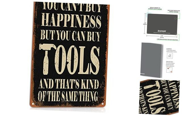 Divertido letrero de metal decoración de pared de garaje abuelo comprar herramientas taller decoraciones-image