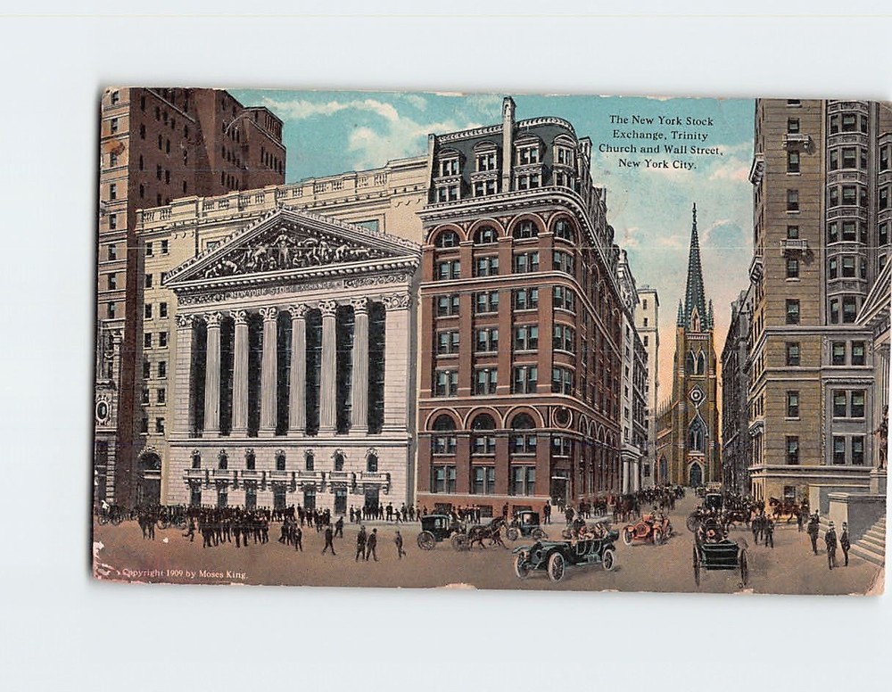 Postcard The New York Stock Exchange Trinity Church and Wall Street USA