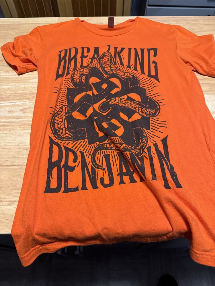 Breaking Benjamin Men's Orange Snake Logo Shirt Small